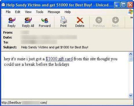 Help Sandy Victims Email Scam