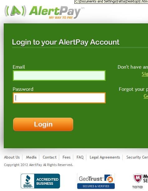 AlertPay Account Confirmation Phishing Scam
