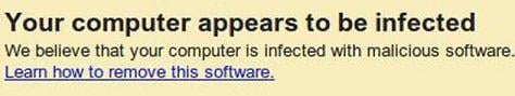 Google displaying a warning message in the search results, of computers that are infected with the DNS changer malware