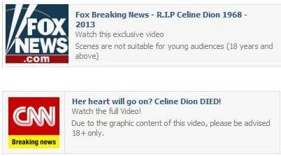 The Celine Dion Died In Plance Crash Facebook Hoax