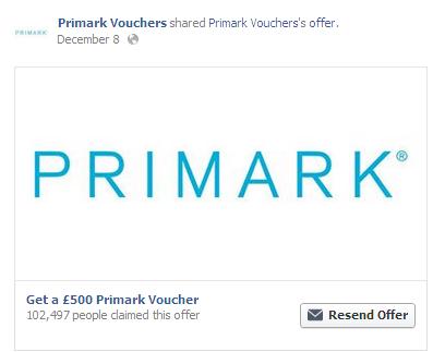 Facebook Primark Free Voucher Giveaway Scams