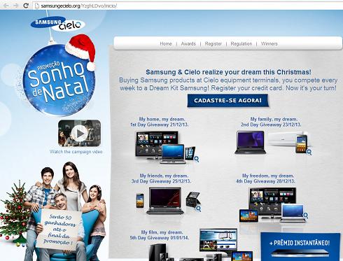 The "Dream Christmas Promotion - Samsung & Cielo" Phishing Scam Website hxxp://samsungecielo.org/
