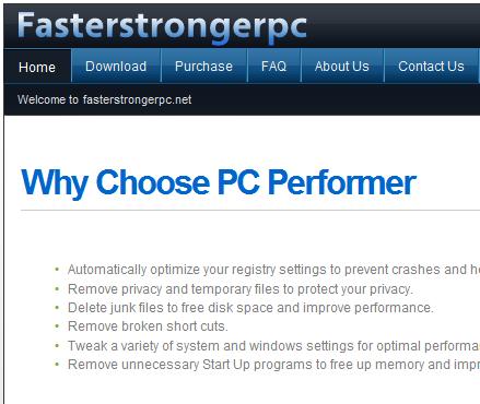 PC Performer software website www.fasterstrongerpc.net