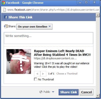 Malicious and Hoax Facebook Post: Rapper Eminem Left Nearly DEAD After Being Stabbed 4 Times in NYC