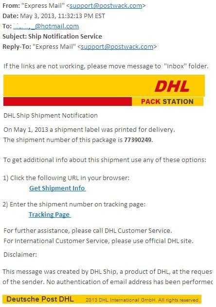 DHL Ship Notification Service