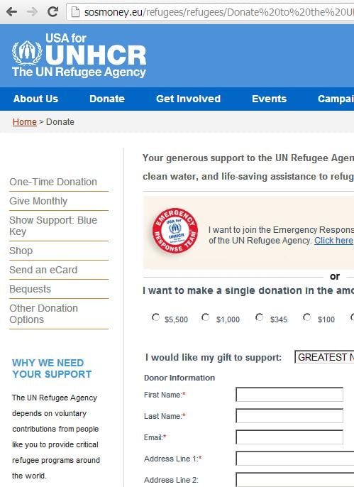 Phishing The UN Refugee Agency Website