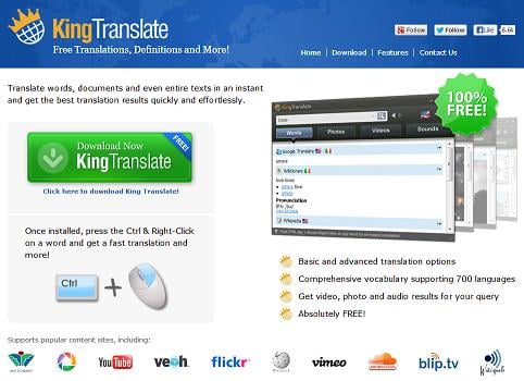 King Translate Software website