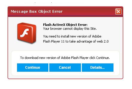 fake Adobe Flash Player installation or download messages