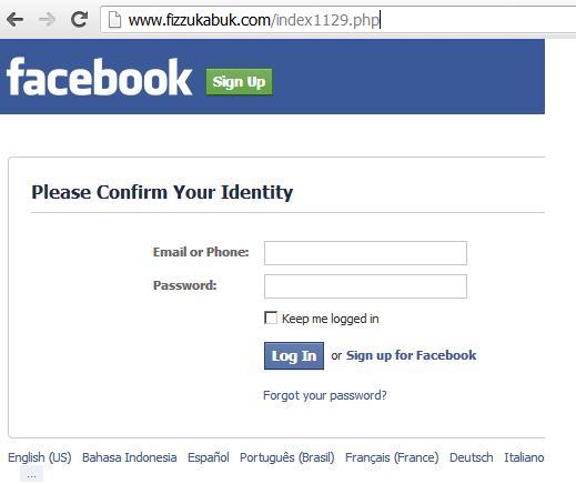 Phishing Facebook Website www.fizzukabuk.com