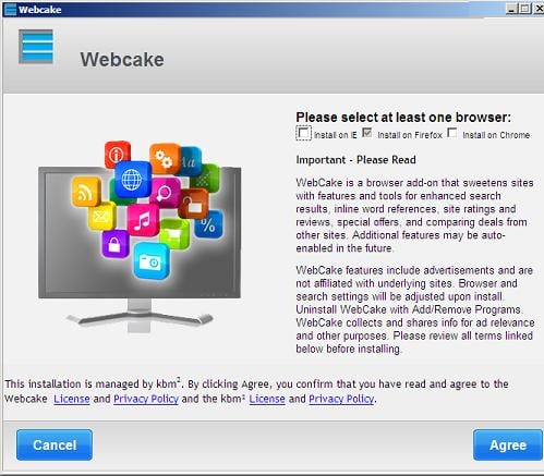 The WebCake Installation Screen