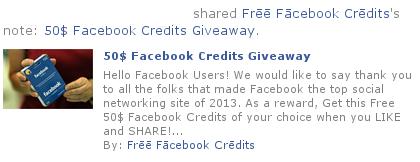 Facebook 50$ Credits Giveaways