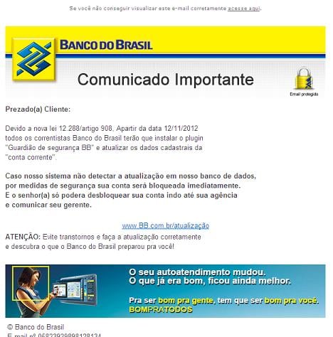 Bank of Brazil Phishing Email Scam