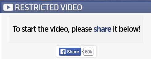 Restricted Video share - Facebook Like Scam