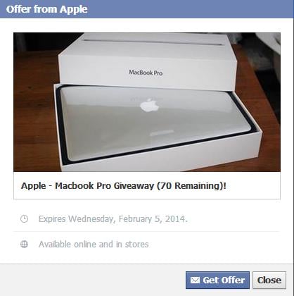 The Fake Apple MacBook Pro Giveaway Facebook Offer