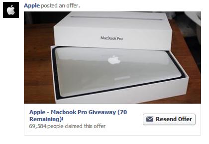 The Fake Apple Macbook Pro Giveaway Facebook Offer Post