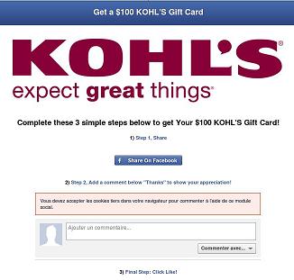 KOHL $100 Gift Card Scam