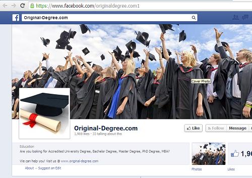 The Fake Degree Buying Online Website www.original-degree.com Facebook page