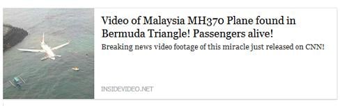 scam-  Malaysia MH370 Plane found Facebook post