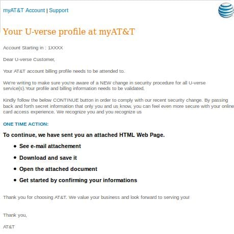 The Fake AT&T Email Message