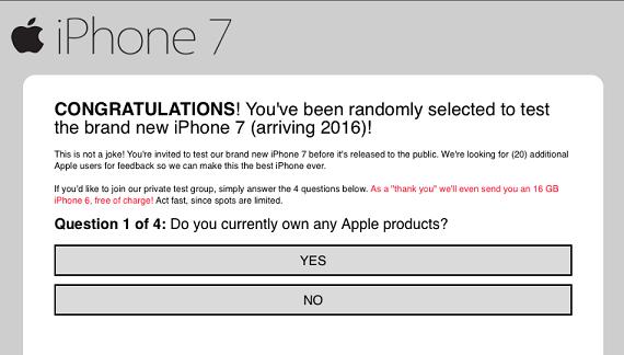 iPhone 7 Survey Scam