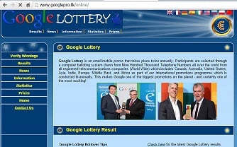 The Google and Microsoft Lottery/Promotion Scam website "www.googlepro .tk"