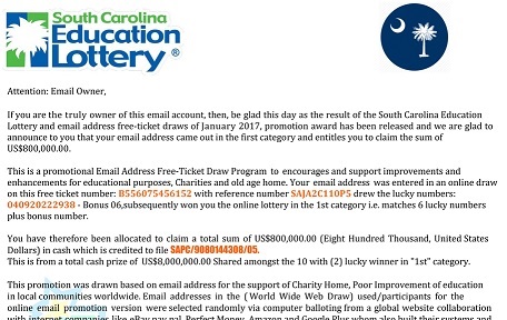 The South Carolina Education Lottery Free-ticket Scam