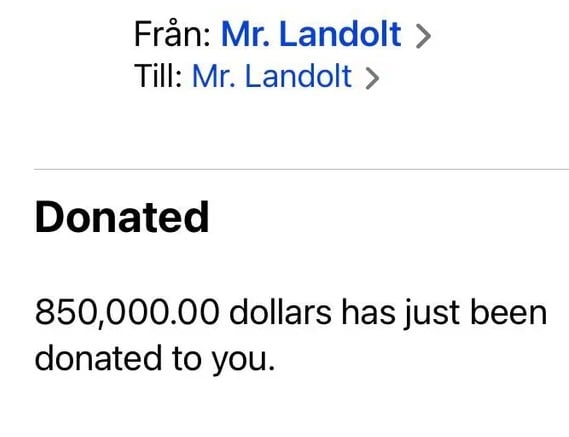The Mr Landolt Email Scam - Fake Donation