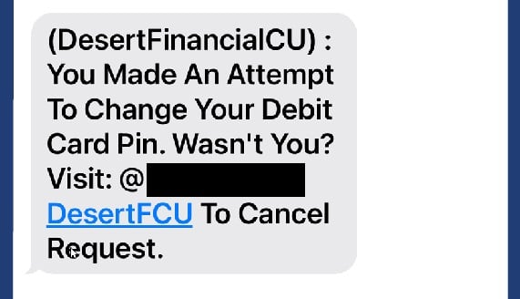 Financial Scam Text Message