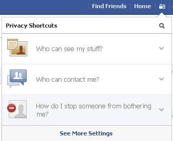 Facebook privacy settings menu