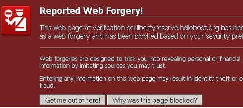 Firefox blocking Your Liberty Reserve Account Is Temporary phishing website