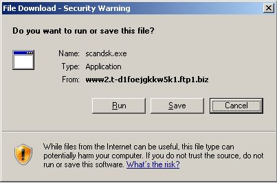 Malicious file scandsk.exe
