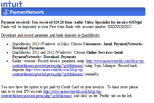 Intuit PaymentNetwork Received Phishing Email Scam 