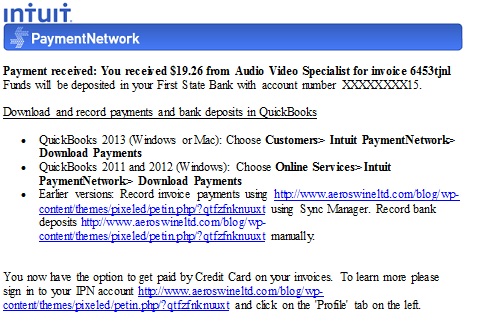 Intuit PaymentNetwork Received Phishing Email Scam