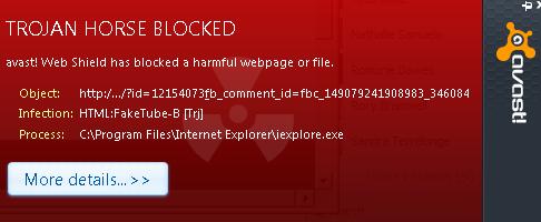 Avast Blocking Trojan Horse Blocked HTML:FakeTube-B