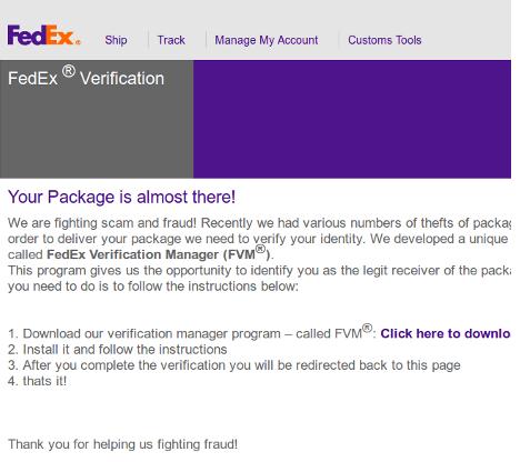 Fake FedEx Website