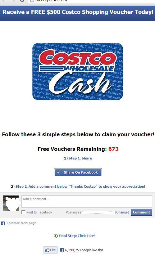 http://savings45o.com Costco Fake Website