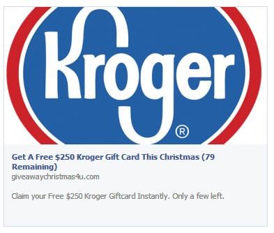 The "Free $250 Kroger Gift Card This Christmas" Facebook post
