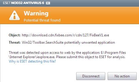 ESET Antivirus blocking the download of FixBeeV1.exe