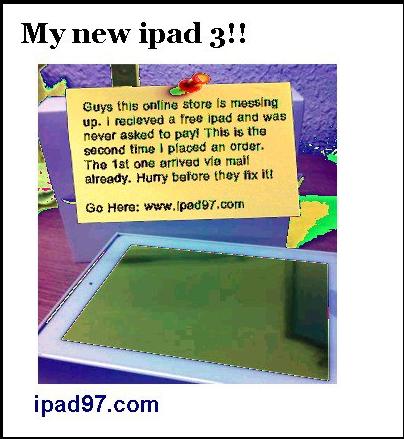 Malicious website IPAD97.com Facebook Post