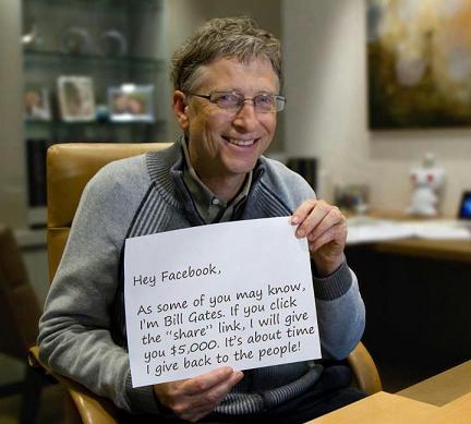 I’m Bill Gates. If you click that share link, I will give you $5,000. It's about time I give back to the people!