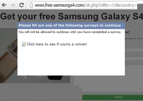 Fake Free Samsung Galaxy S4 competition