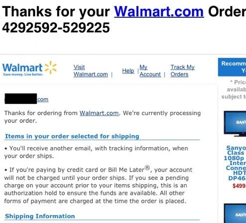 Wallmart phishing email