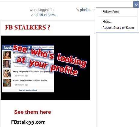 The website fbstalk99.com phishing Facebook post