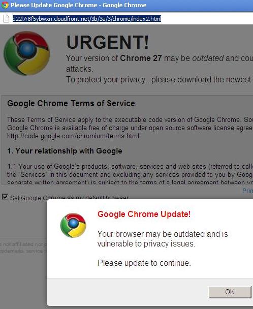 Beware of Google Chrome Web Browser Update and Download Websites