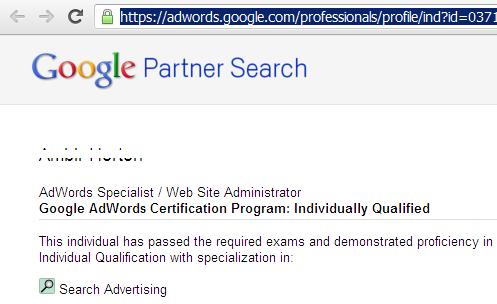 Google Adwords Partner Search Certification