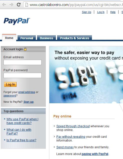 phishing or fake paypal website www.castrolaboreiro.com