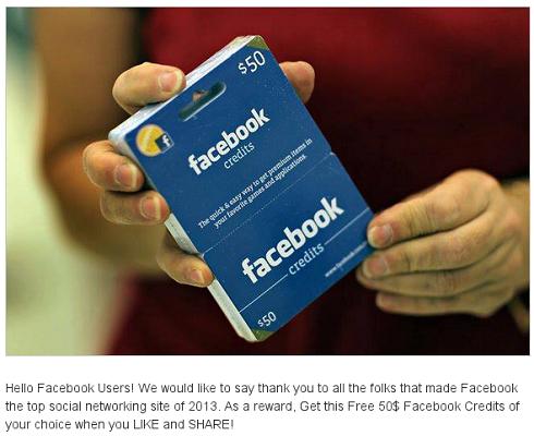 Free Facebook Credits $50