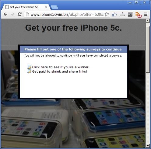 Apple iPhone 5c Giveaway Promotional Scam www.iphone5cwin.biz