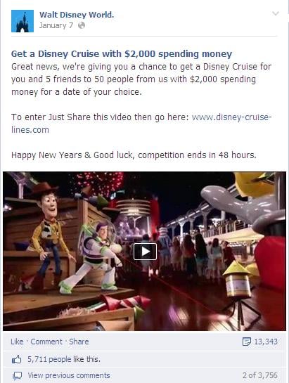 The Fake Walt Disney World Facebook Promotion
