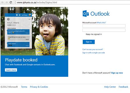 Hotmail Phishing Website www.iphysio.co .za